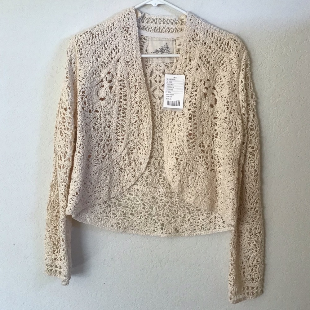 Anthropology Angel of the North crochet cardigan